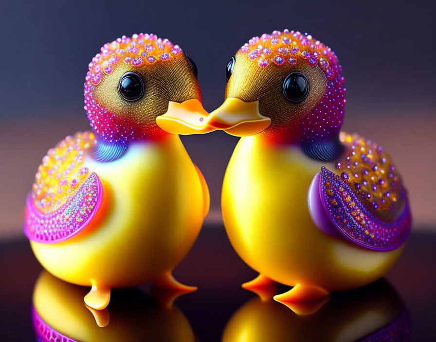 Colorful Glittery Rubber Ducks with Jewel Embellishments