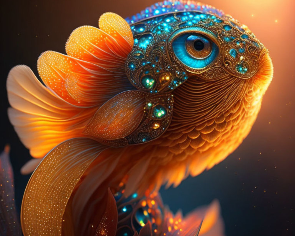 Colorful Stylized Bird Artwork with Detailed Eye and Intricate Patterns