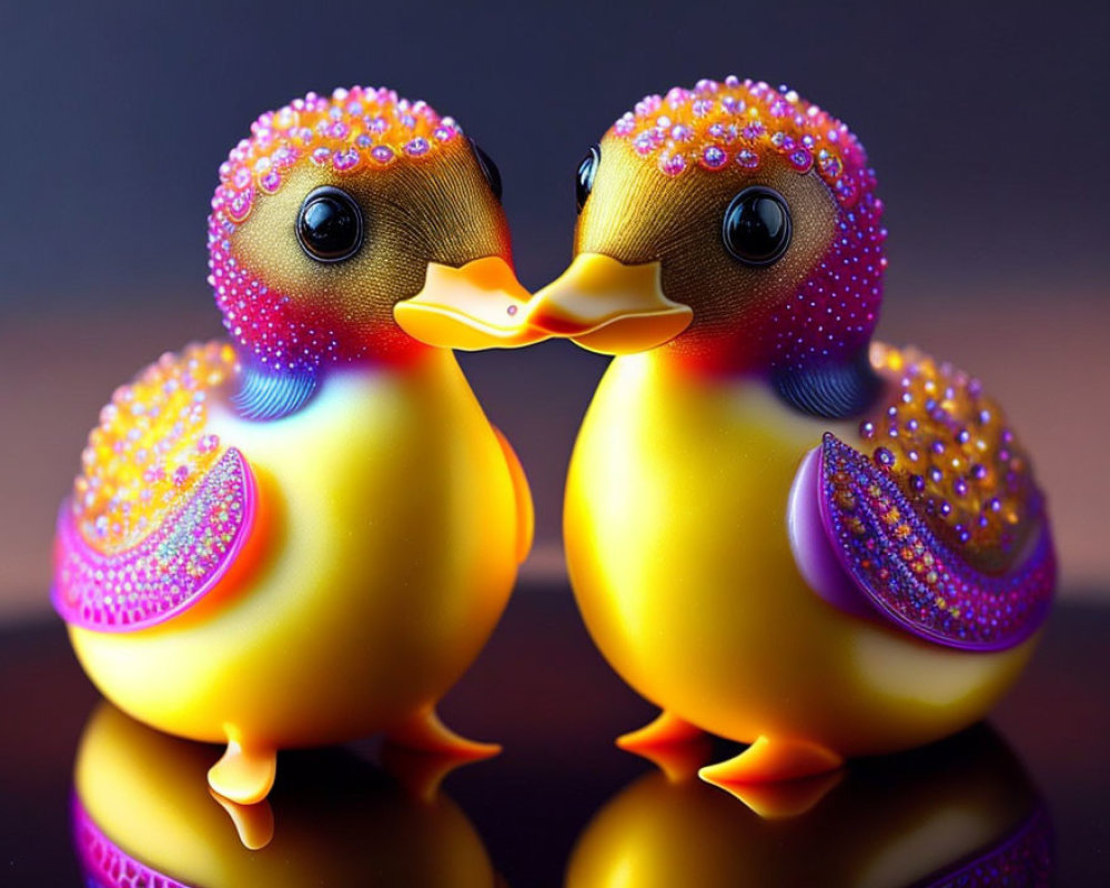 Colorful Glittery Rubber Ducks with Jewel Embellishments