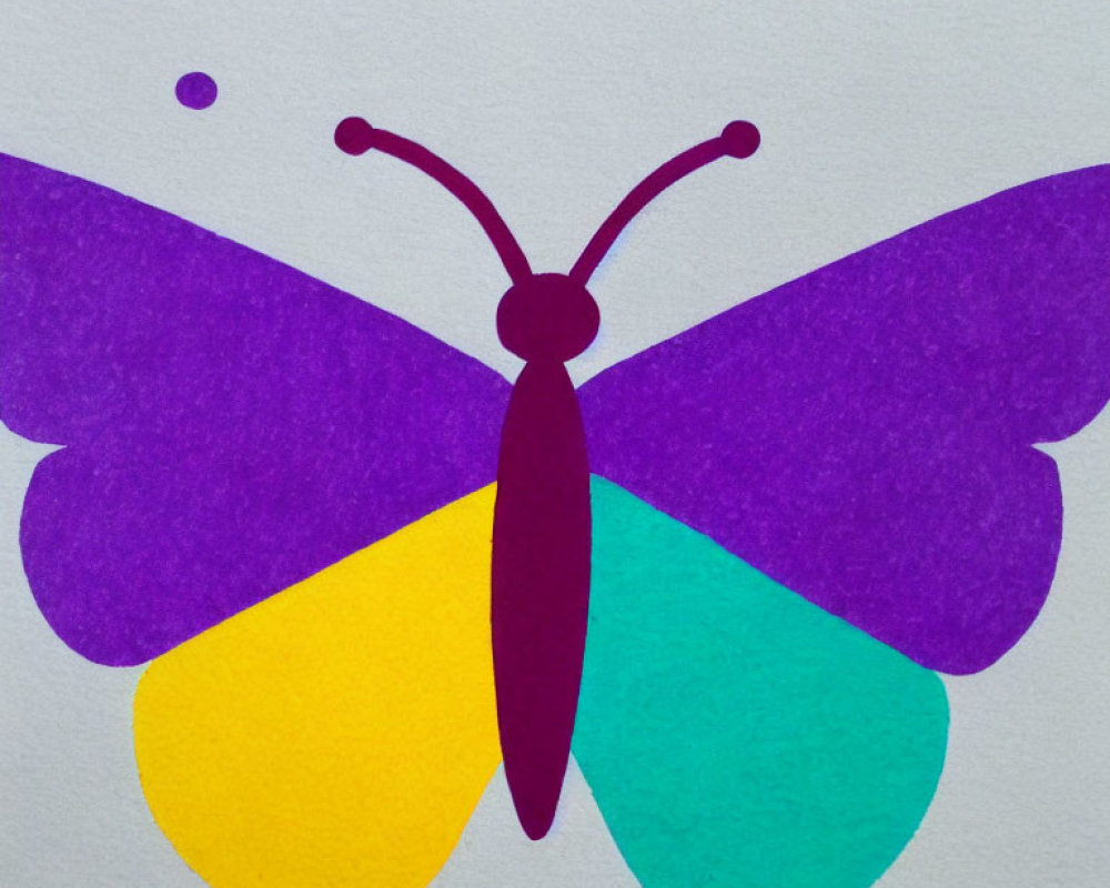 Colorful Butterfly Paper Cutout with Purple, Yellow, and Blue Wings