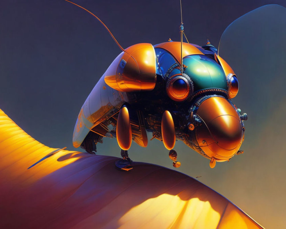 Colorful robotic insect with antennas on wavy surface