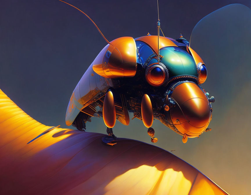 Colorful robotic insect with antennas on wavy surface