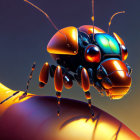 Colorful robotic insect with antennas on wavy surface