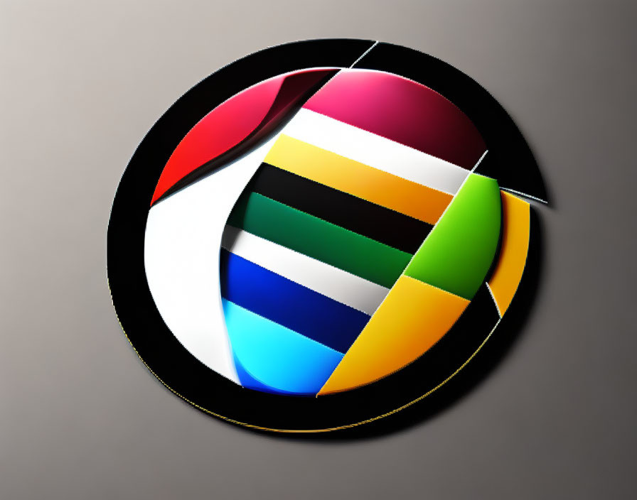 Colorful Striped Logo in Circular Black Frame