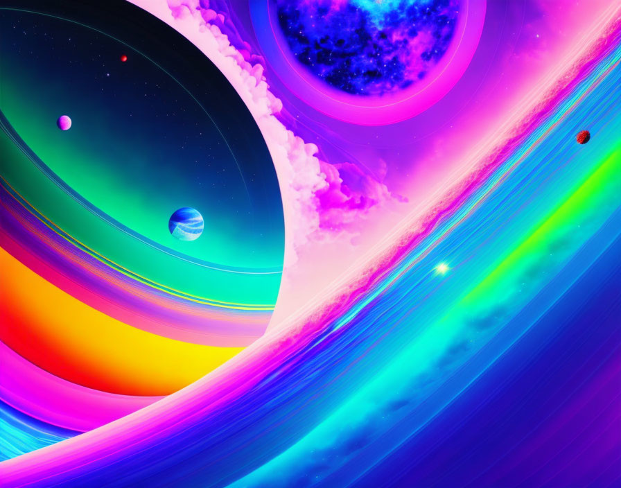 Psychedelic digital artwork of surreal cosmic scene