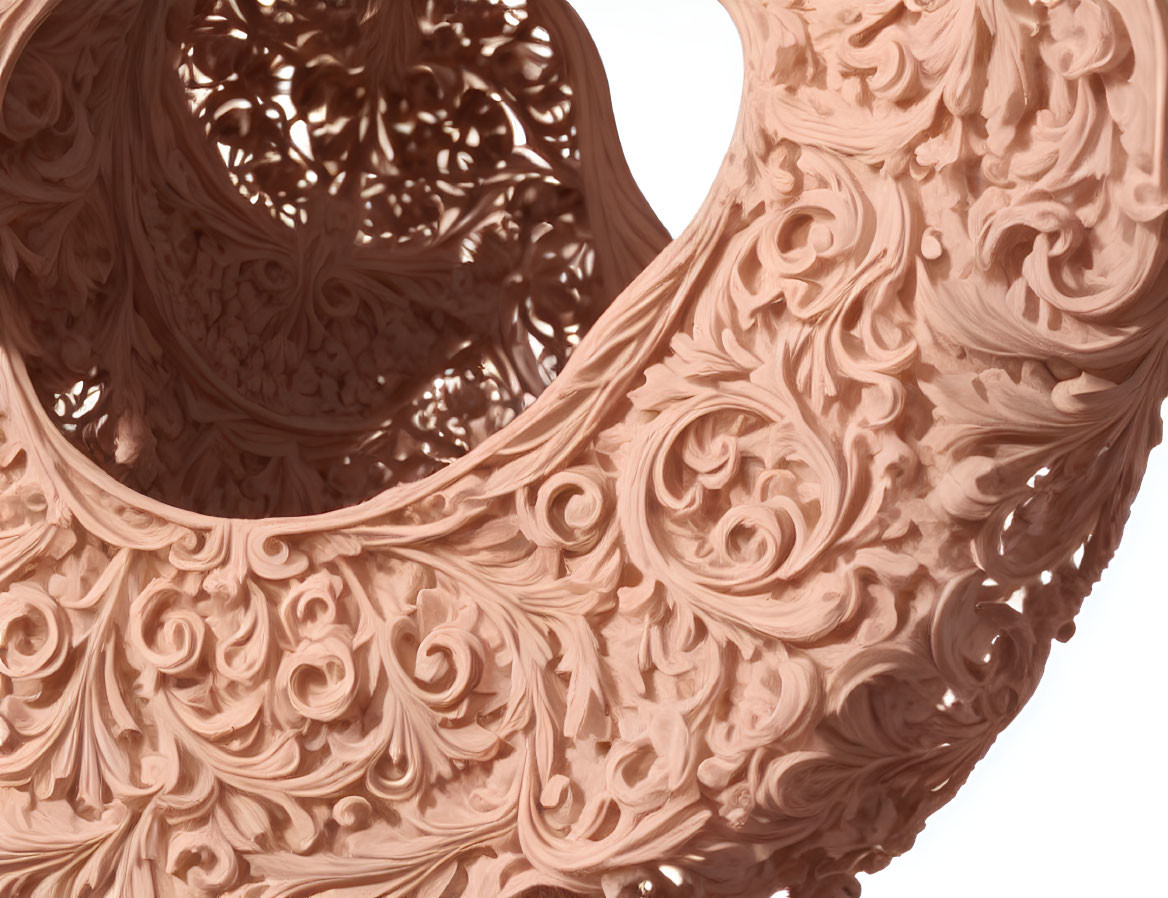 Detailed Baroque-style Swirling Pattern in Sepia Tone