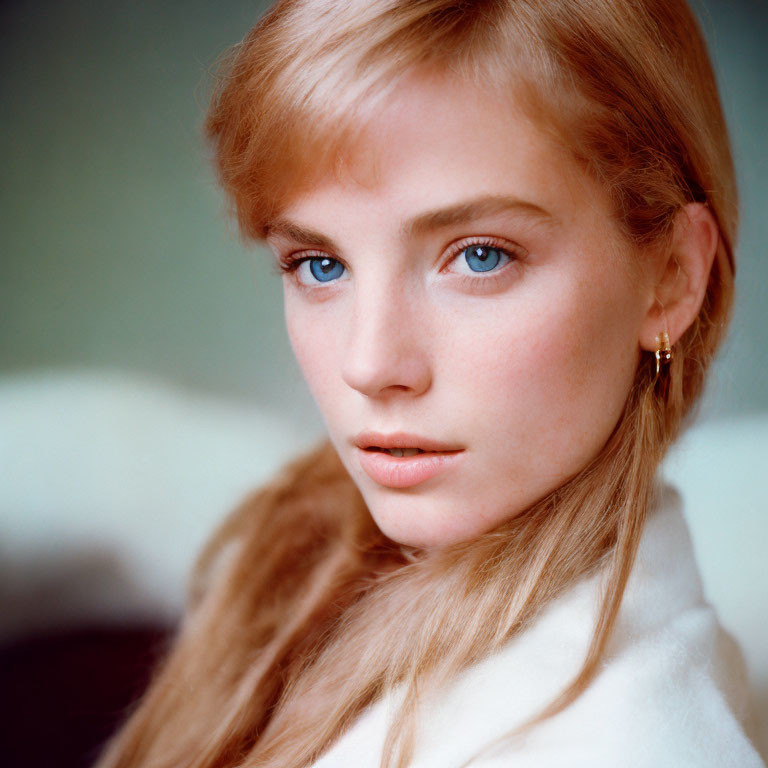 Blond-Haired Woman in White Top and Earring Portrait