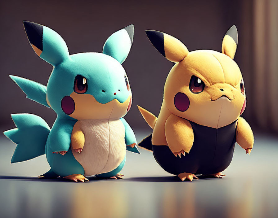 Blue Mudkip and Yellow Pichu Together in Image