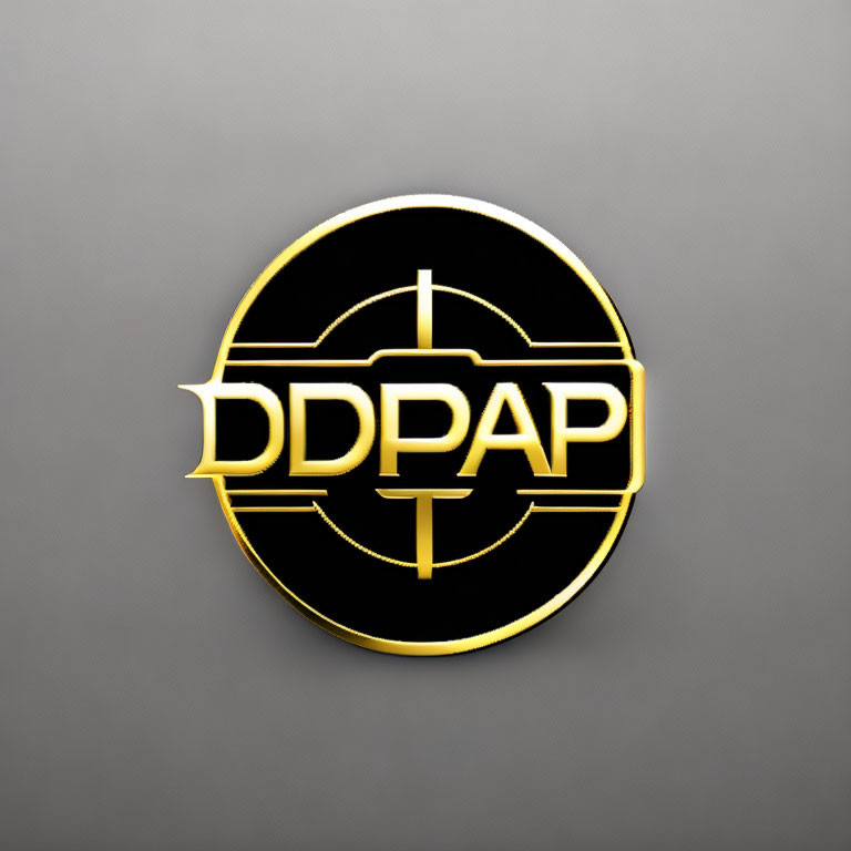 Circular black and gold logo with "DDPAP" letters in center, encircled by cross