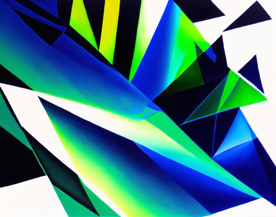 Colorful Geometric Art in Blue, Green, Yellow Shapes