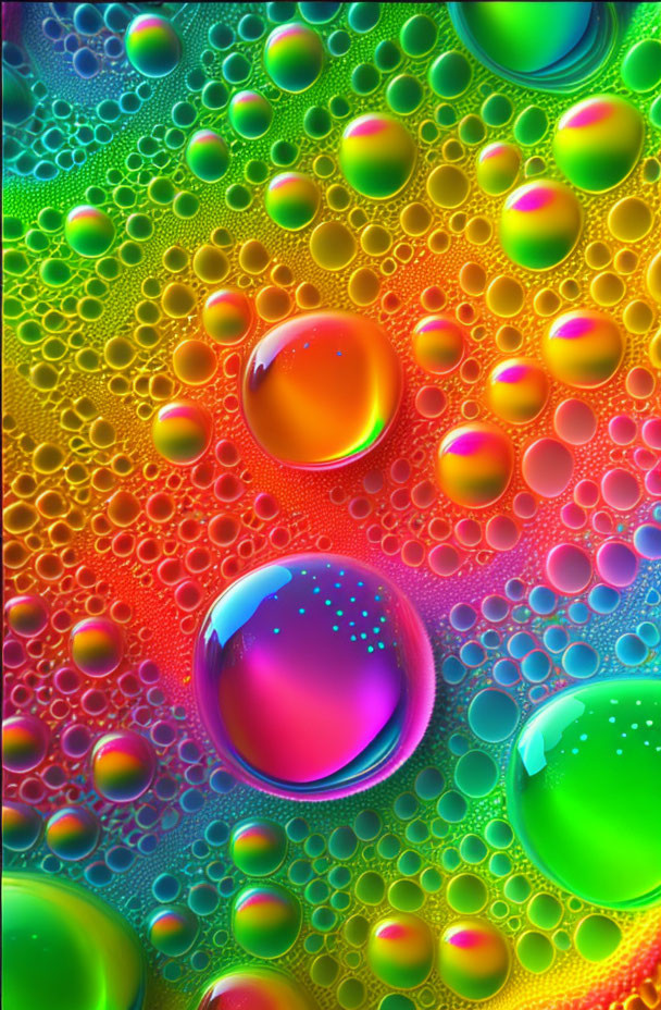 Colorful Bubble Mosaic with Light Reflections