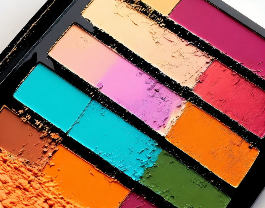 Vibrant Eyeshadow Palette with Various Shades and Textures