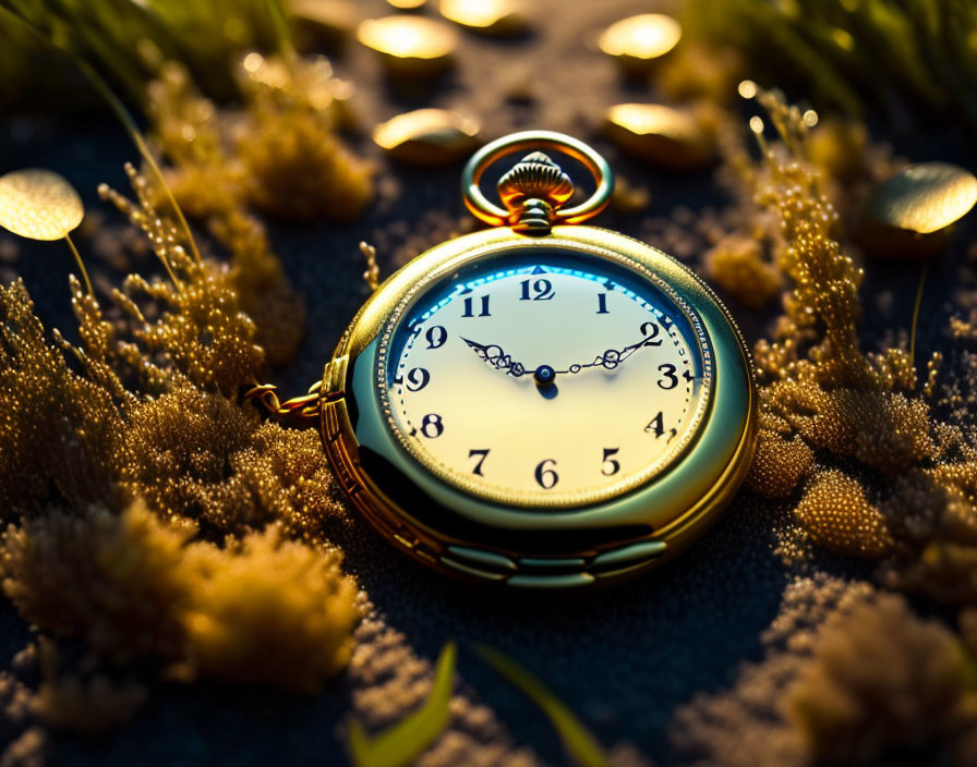 Vintage Gold Pocket Watch on Textured Surface