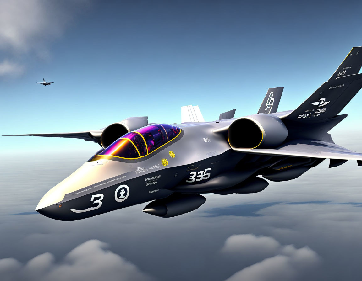 Modern Fighter Jets Flying Above Clouds in Detailed 3D Render