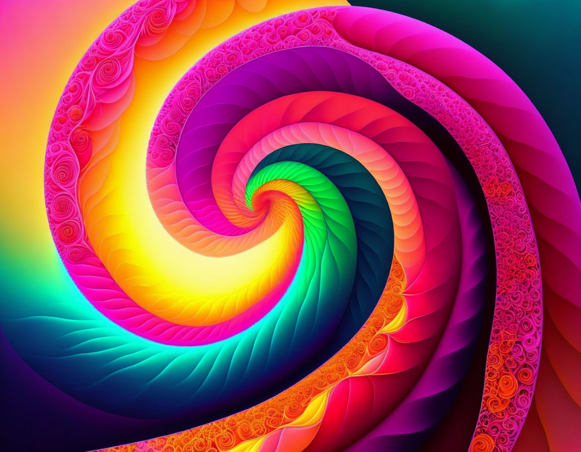 Colorful swirling fractal design with intricate patterns.