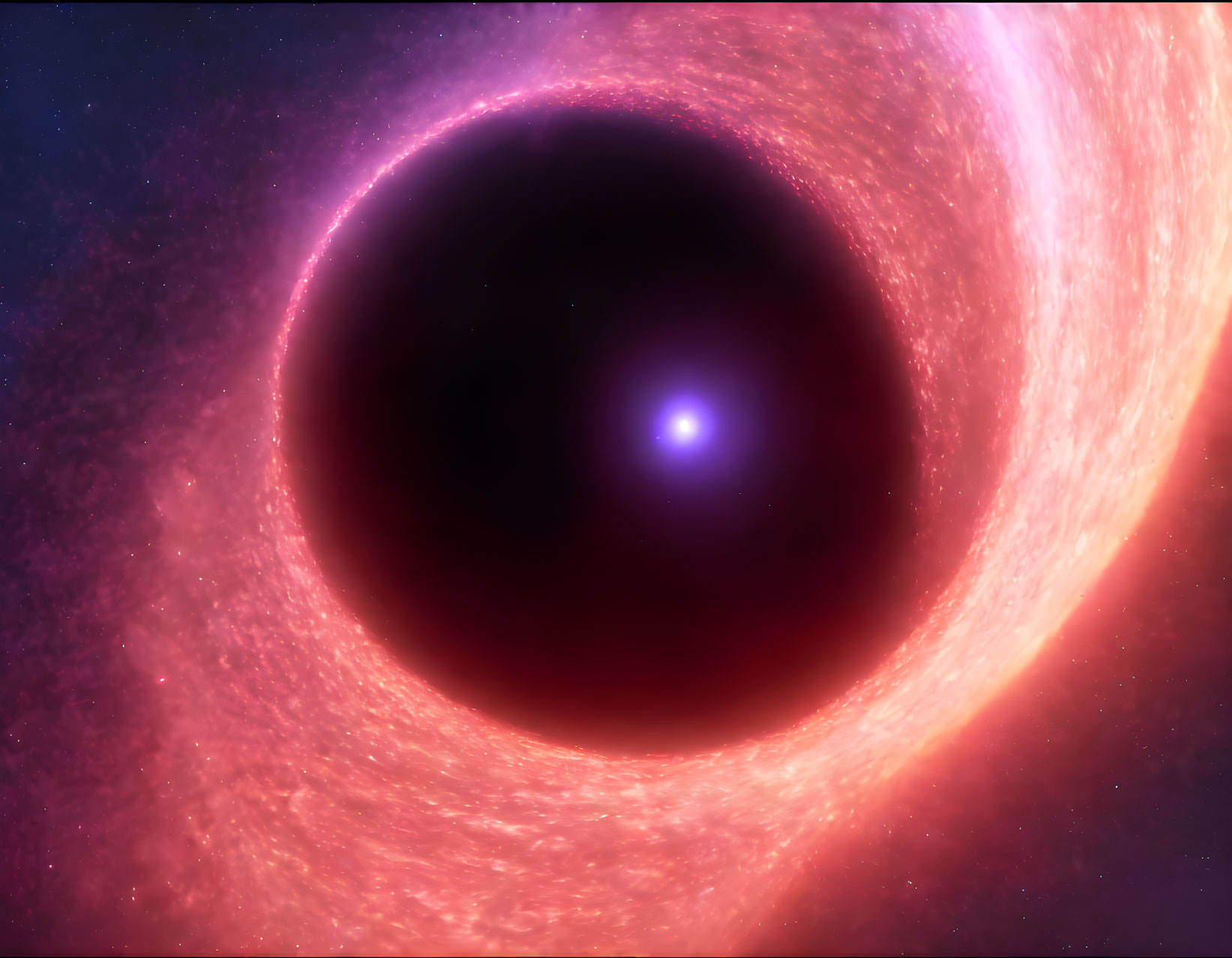 Cosmic digital art: black hole with accretion disk and bright star