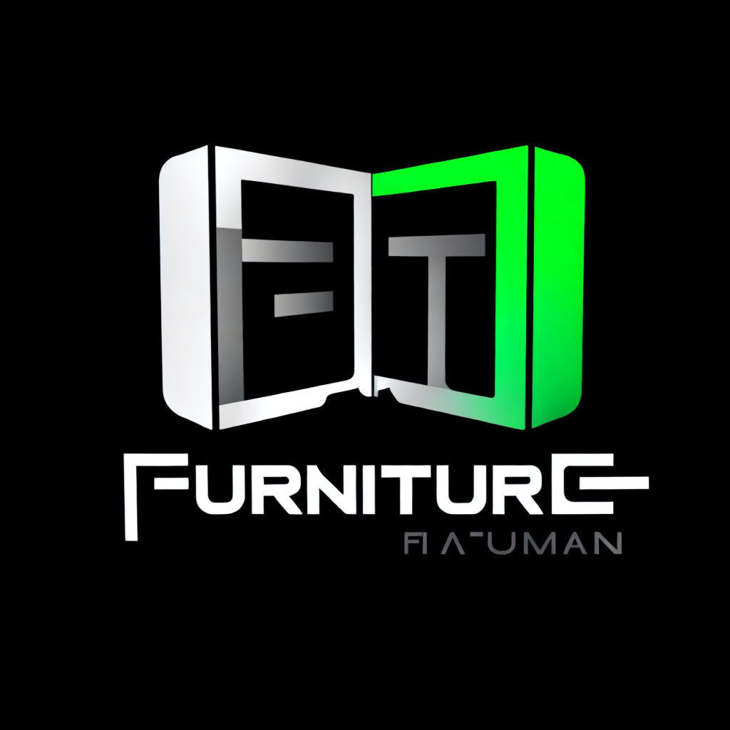 Stylized 3D open book logo with green and grey pages and "Furniture Fluman