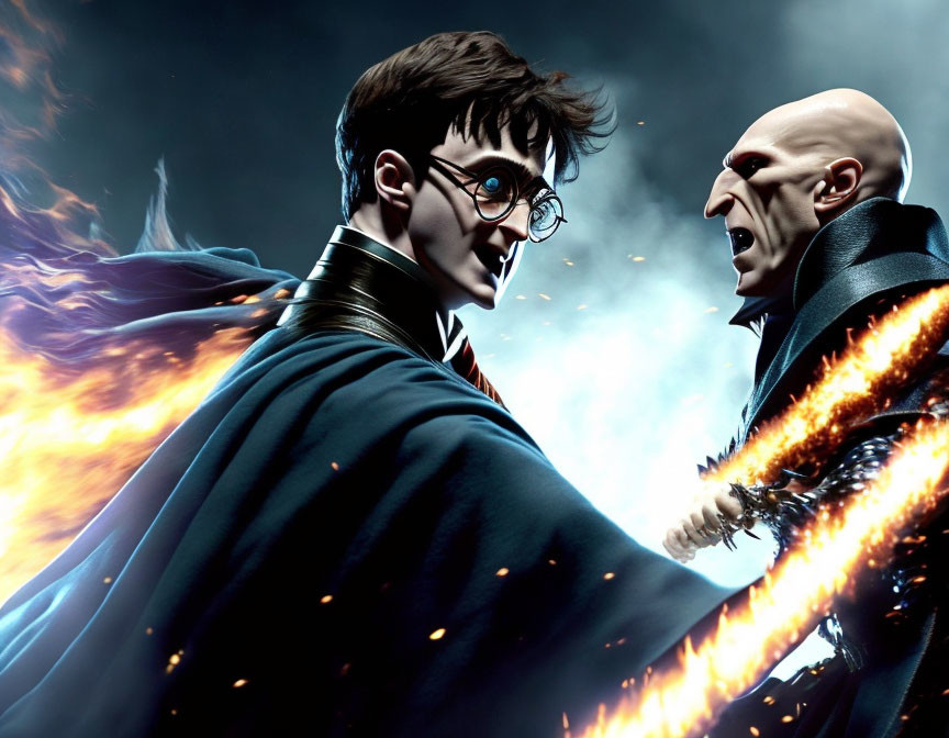 Wizarding rivals face off with magical fiery spiral