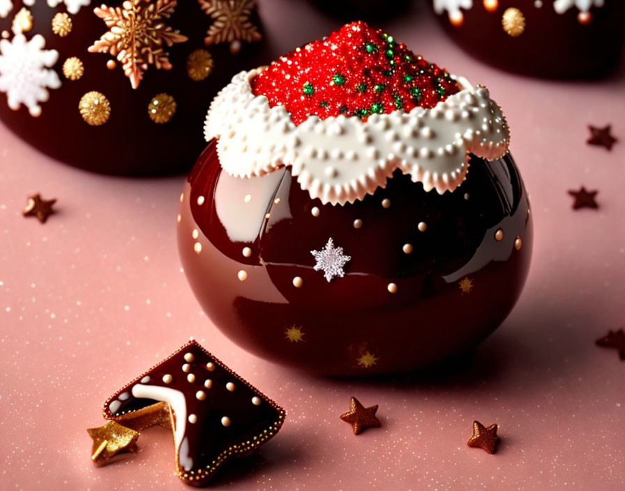 Chocolate Christmas ornament with red top and chocolate star decoration