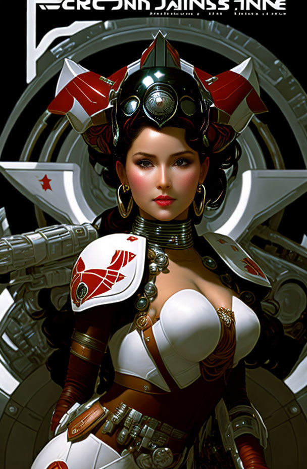 Sci-fi armor woman with crest helmet in digital artwork