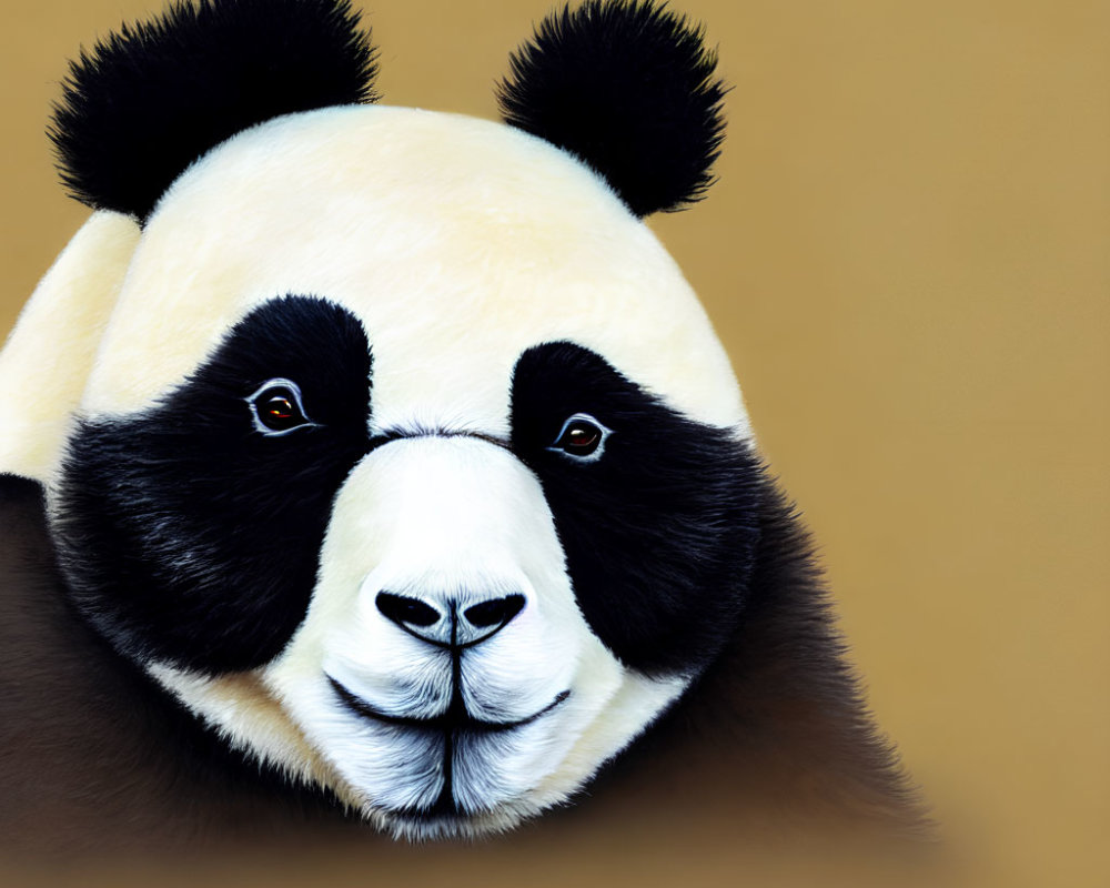 Detailed Panda Face Illustration with Black and White Fur Patterns