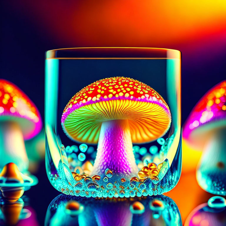 Colorful Mushroom Artwork in Neon Environment