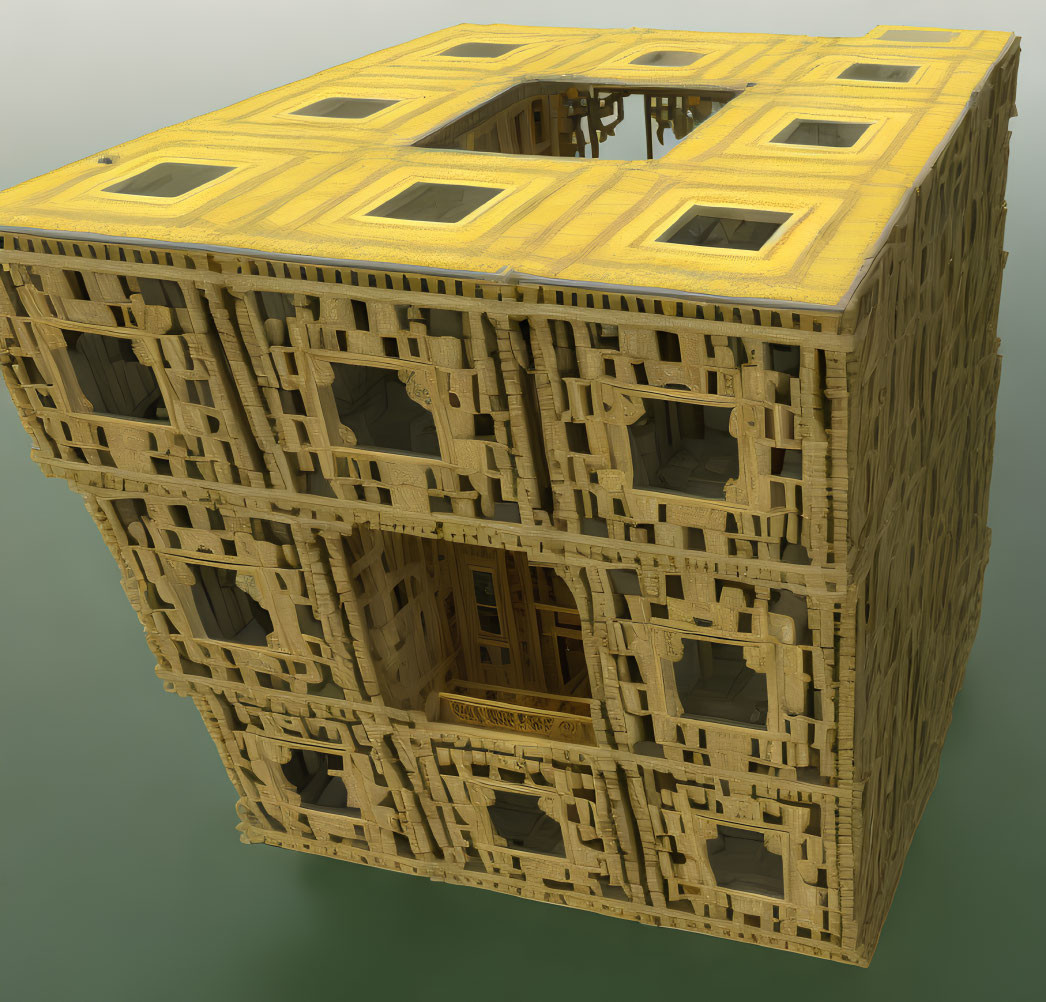 Intricate Cube-Shaped Structure with Lattice Design