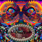 Colorful Psychedelic Digital Artwork with Mirrored Eyes & Abstract Patterns