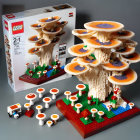 Colorful Mushroom Scene LEGO Set with Minifigures and Box Display