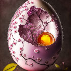 Detailed illustration of glowing tree inside intricately designed egg