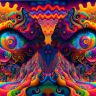 Colorful Psychedelic Artwork with Intricate Patterns and Central Eyes