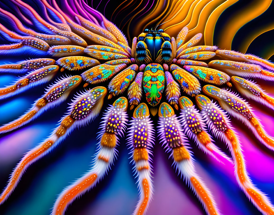 Vivid Abstract Fractal Image of Colorful Spider Pattern