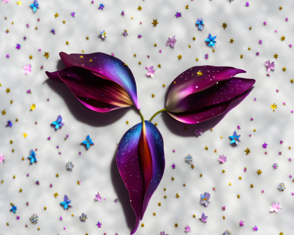 Purple 3D Petals Forming Butterfly Shape on Light Background