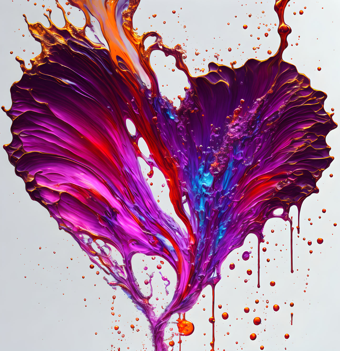 Colorful Ink Swirls Creating Abstract Butterfly Shape