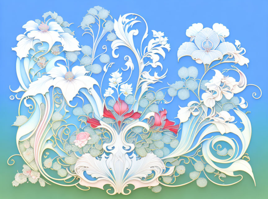 Symmetrical Pastel Floral Paper Art Composition