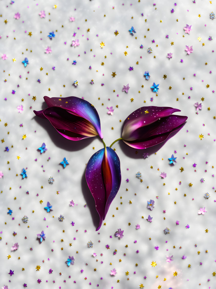 Purple 3D Petals Forming Butterfly Shape on Light Background