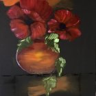 Colorful Gerbera Flower Painting with Red, Orange, Purple, and Green Tones