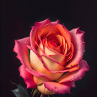 Vibrant yellow and pink rose digital artwork on dark background