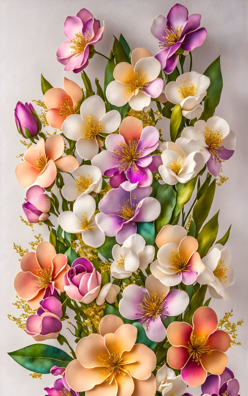 Vibrant artificial flower arrangement on white background