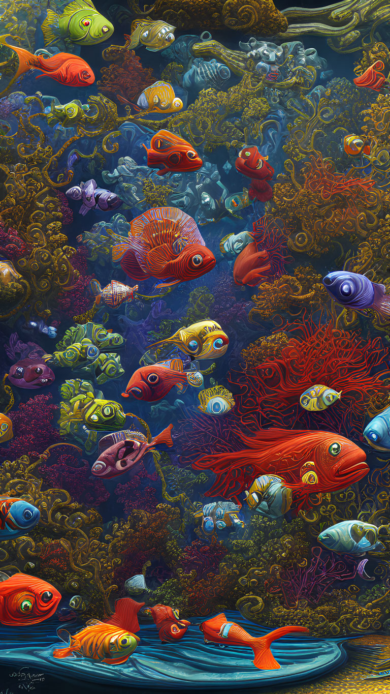 Colorful Fish and Coral in Vibrant Underwater Scene