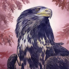 Colorful Eagle Painting with Purple, Blue, and Red Brush Strokes