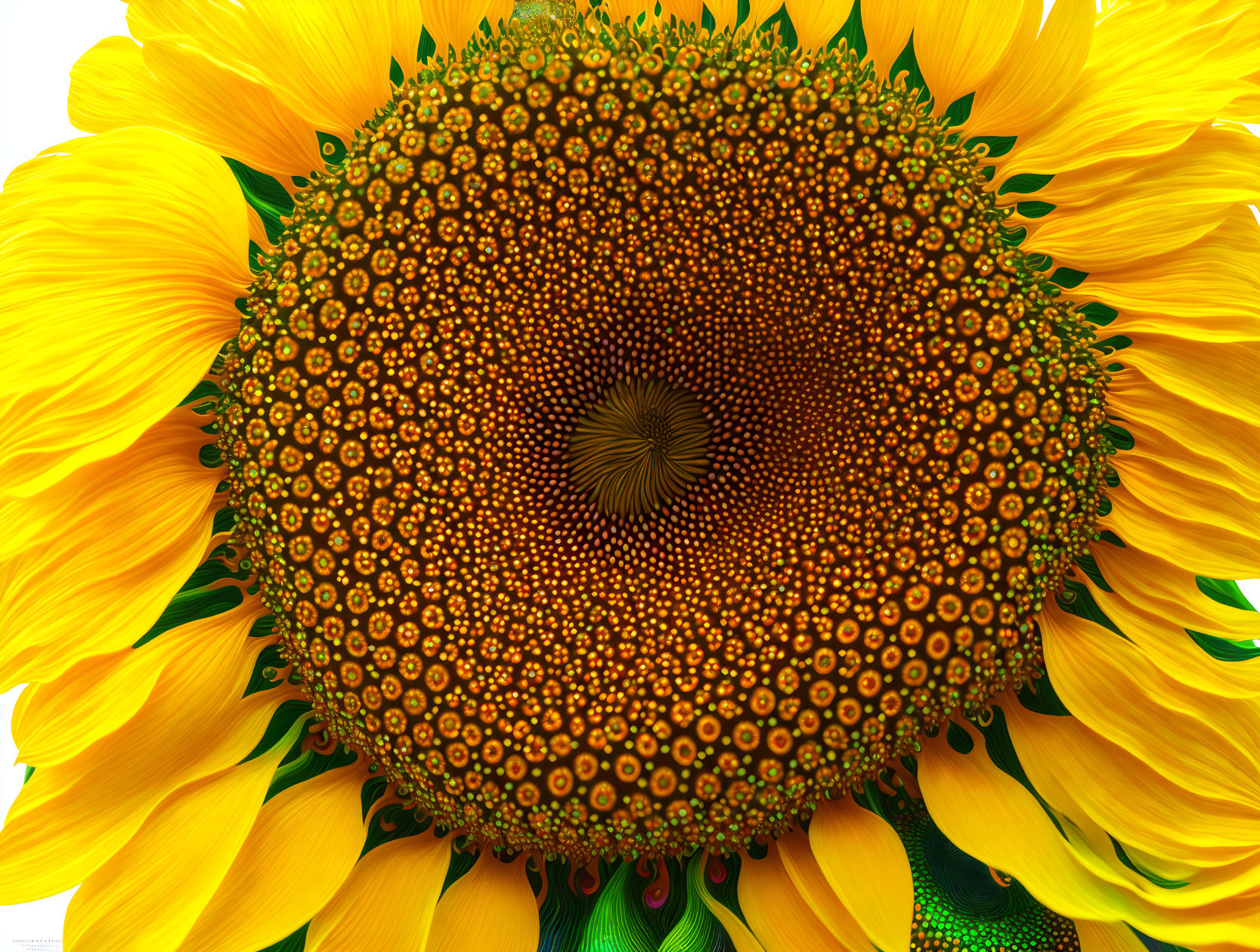 Vivid Close-Up of Detailed Sunflower Seeds and Petals