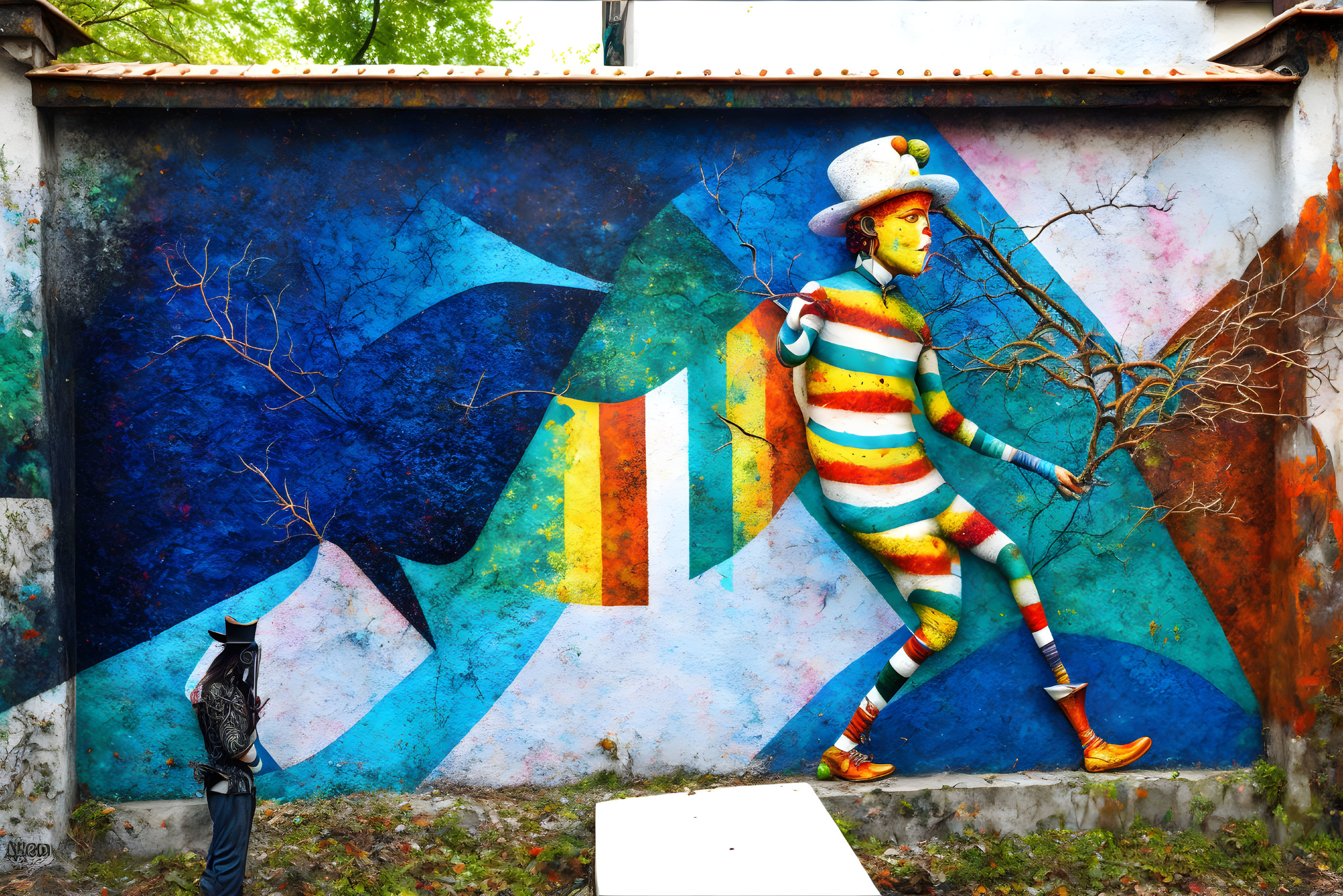 Colorful Street Mural Featuring Whimsical Character