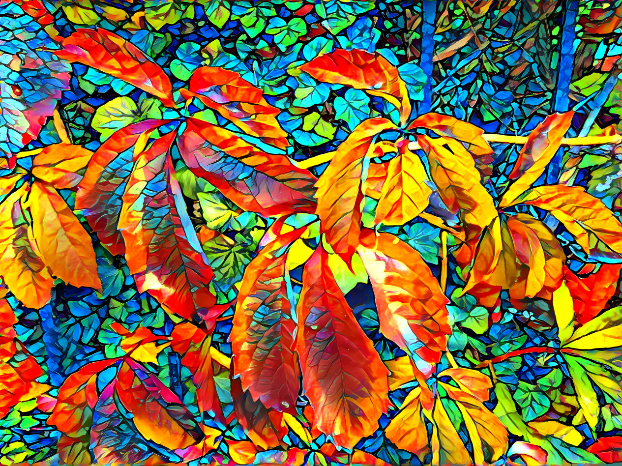 fall leaves like stained glass