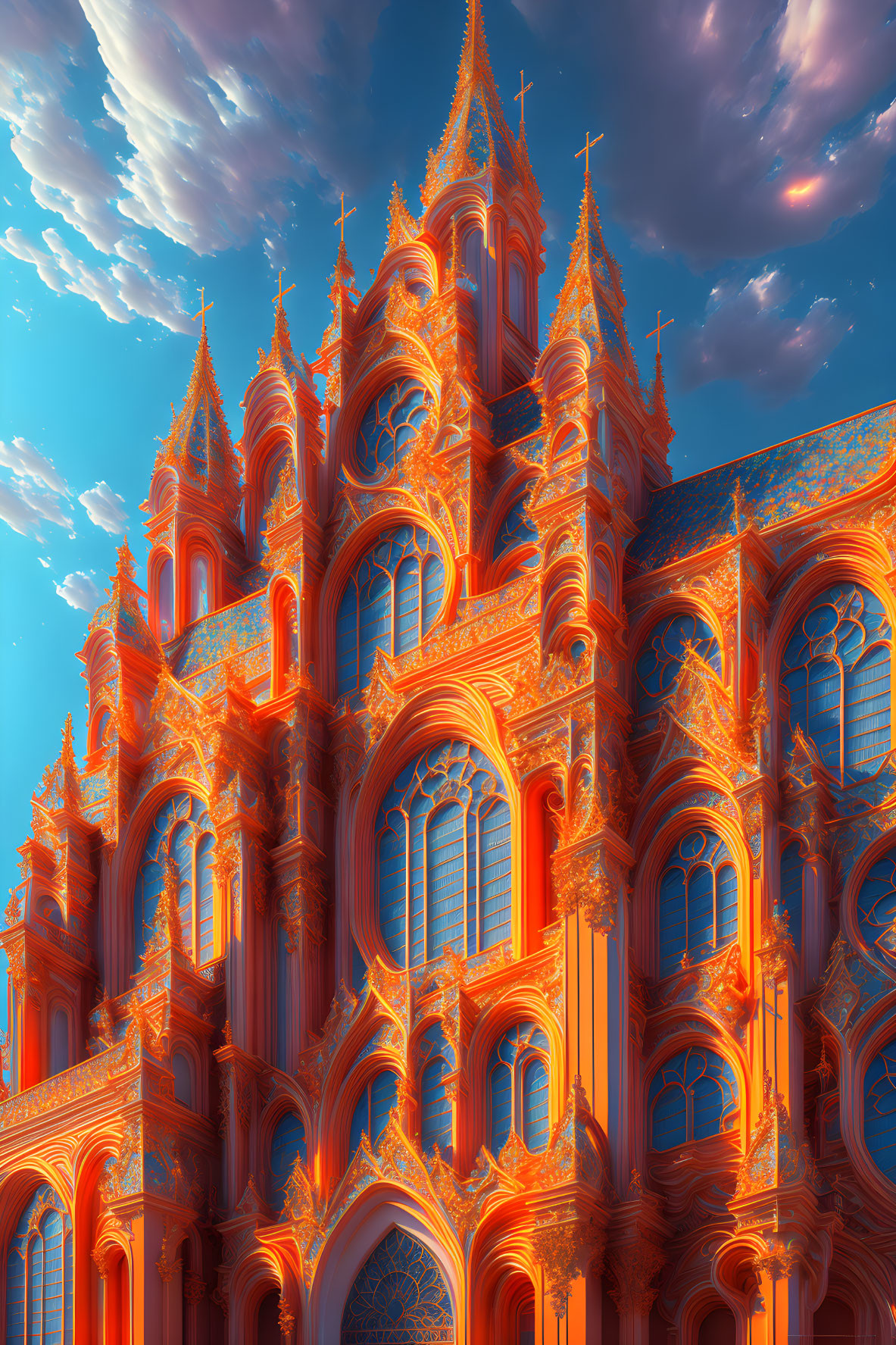 Fantastical Gothic Cathedral in Vivid Digital Art