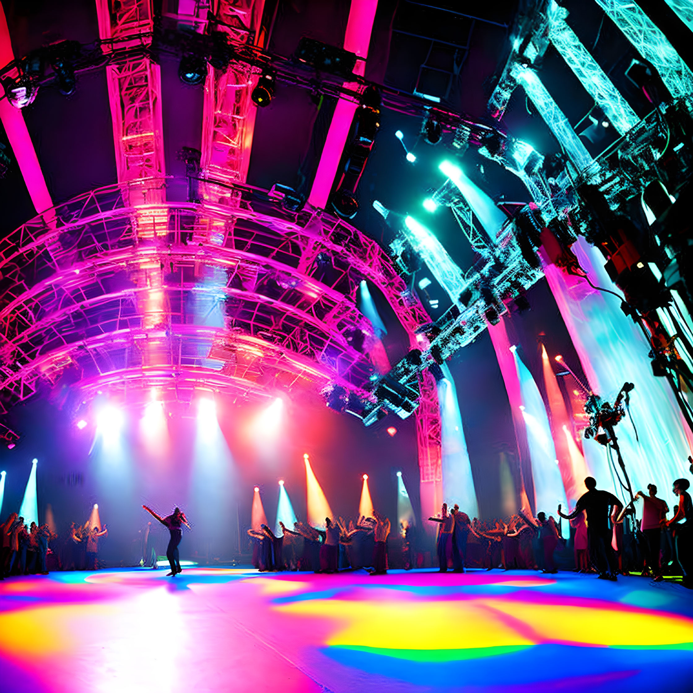 Dynamic Light Show Enhances Vibrant Concert Atmosphere