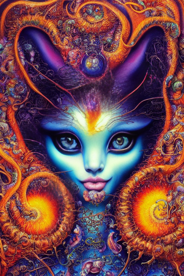 Colorful Psychedelic Artwork Featuring Fantastical Feline Creature