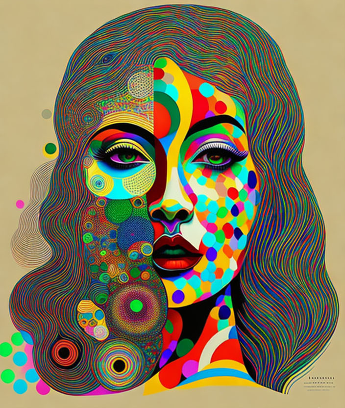 Colorful Abstract Digital Artwork of Woman's Face