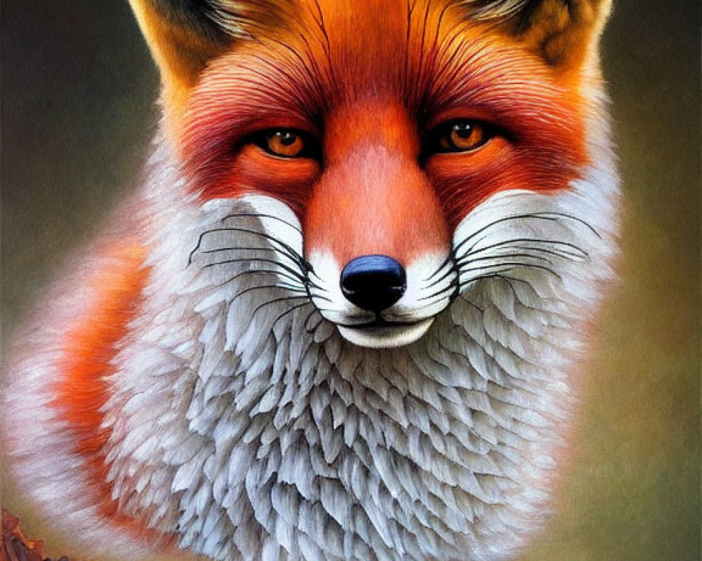 Detailed Red Fox Portrait with Intense Eyes on Carved Wood