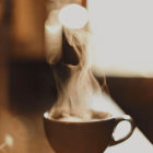 Coffee Cup with Steam Transforming into Tree-Like Structure